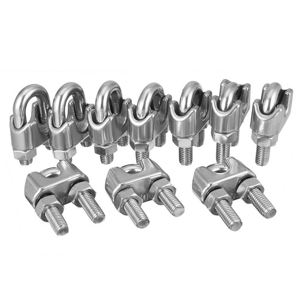 M10 304 Stainless Steel Saddle Clamp Cable Wire Rope Clip Fastener 10pcs